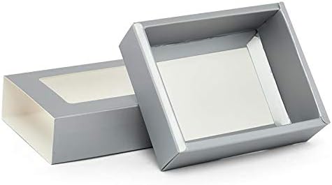 Paper Mart Soap Box with 3 Sections, 100 Pack, Slide Open Kraft Boxes with Clear Window, 9 x 4 x 1 ¼ Inch Small Gift Boxes