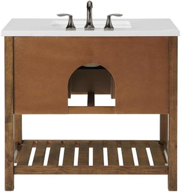 Martin Svensson Home Monterey 37" Single Bathroom Vanity with Sink and Storage, Natural Brown
