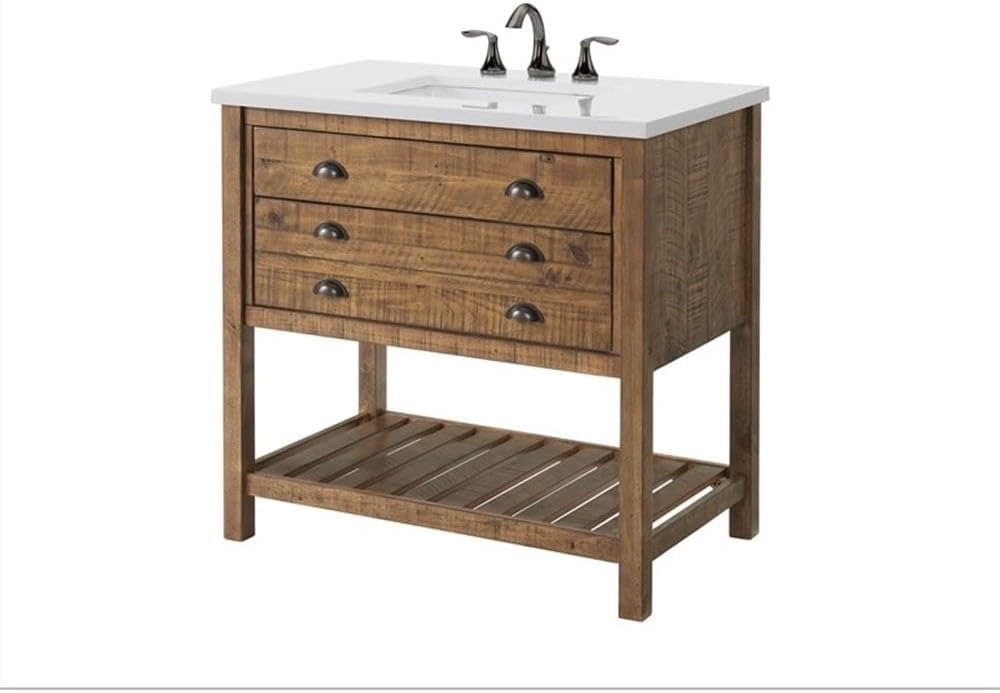 Martin Svensson Home Monterey 37" Single Bathroom Vanity with Sink and Storage, Natural Brown