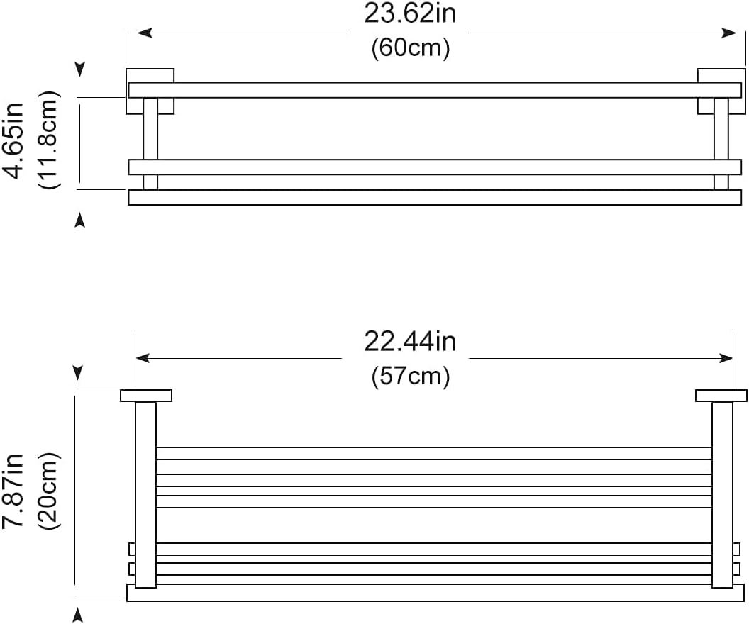 Bathroom Towel Rack 24 Inch Tower Holder with Double Towel Bar Brushed Nickel Towel Rack Wall Mounted SUS304 Stainless Steel Hotel Towel Shelf Modern Towel Hanger