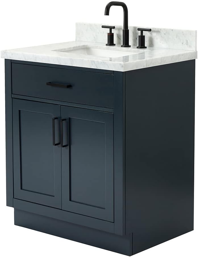 ARIEL 31" Bathroom Vanity with Single Sink, White Bathroom Vanity Cabinet, Quartz Top 1.5" Edge, Solid Wood, Undermount Bathroom Sink, 2 Soft Closing Doors, 1 Tip-Out Drawer, Hepburn Collection