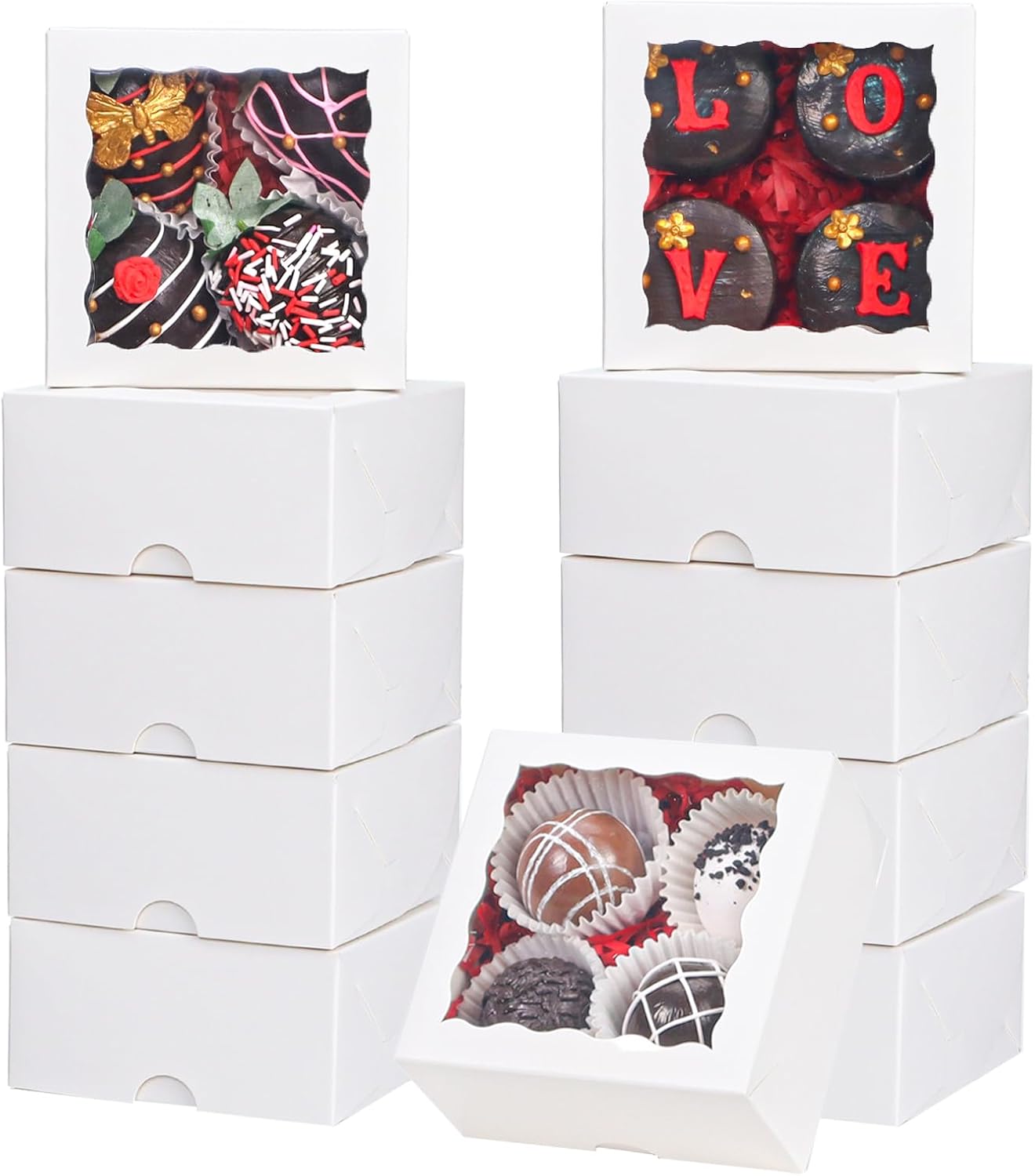 5x5x2 Inch Truffle Boxes Pastry Gift Boxes Bakery Boxes Cookies Boxes Soap Boxes Dount Boxes Chocolate Covered Strawberries Boxes Browine Cake Boxes Treat Boxes for Party Favors