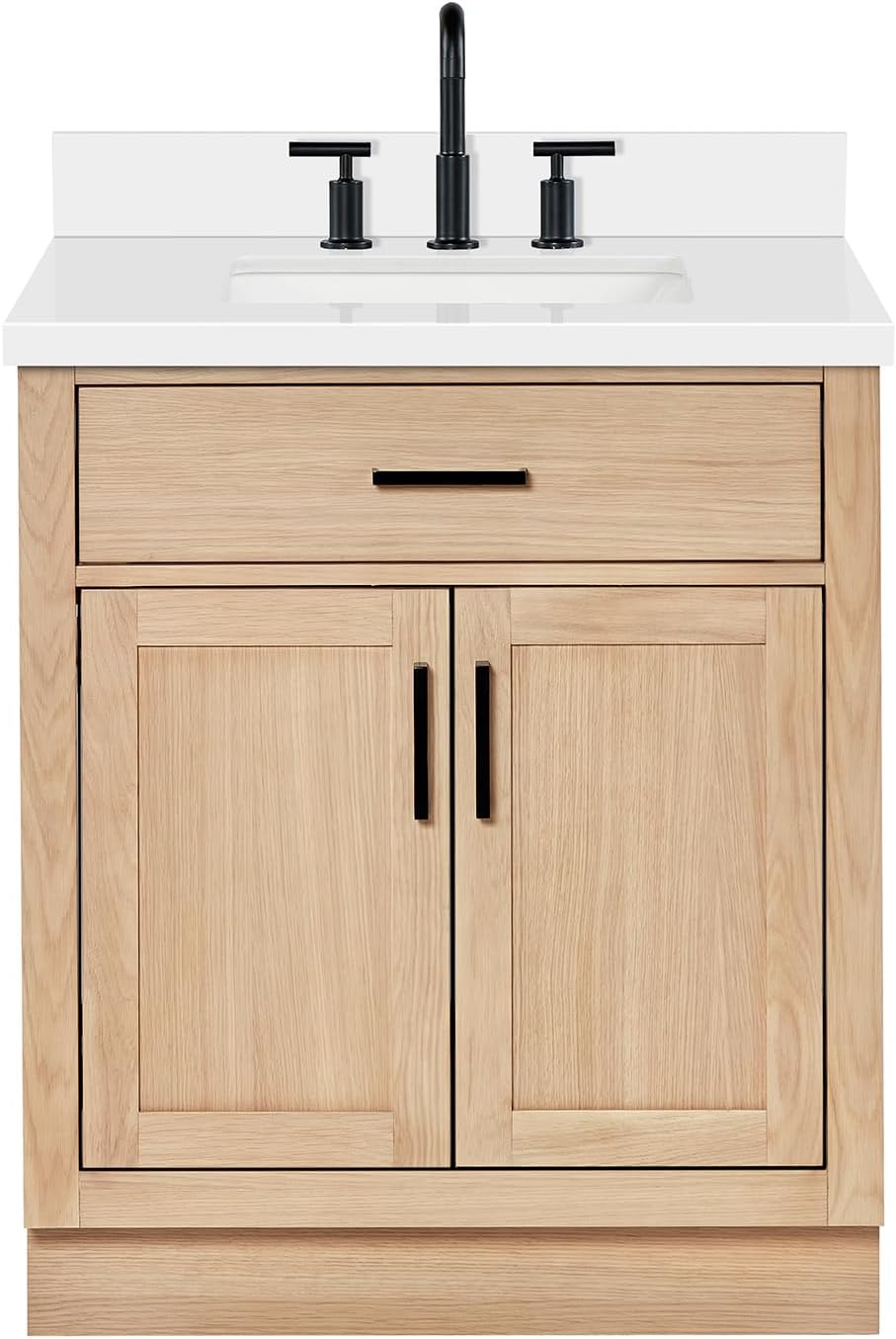 ARIEL 31" Bathroom Vanity with Single Sink, White Bathroom Vanity Cabinet, Quartz Top 1.5" Edge, Solid Wood, Undermount Bathroom Sink, 2 Soft Closing Doors, 1 Tip-Out Drawer, Hepburn Collection