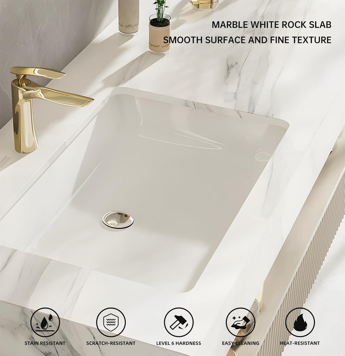 Single Sink Bathroom Vanity, Modern Bathroom Vanity Set Include Smart Defogging Mirror & Toilet Mirror Cabinet & Extended Countertop, Wall-Mounted Bathroom Vanities with Integrated Sink (68")