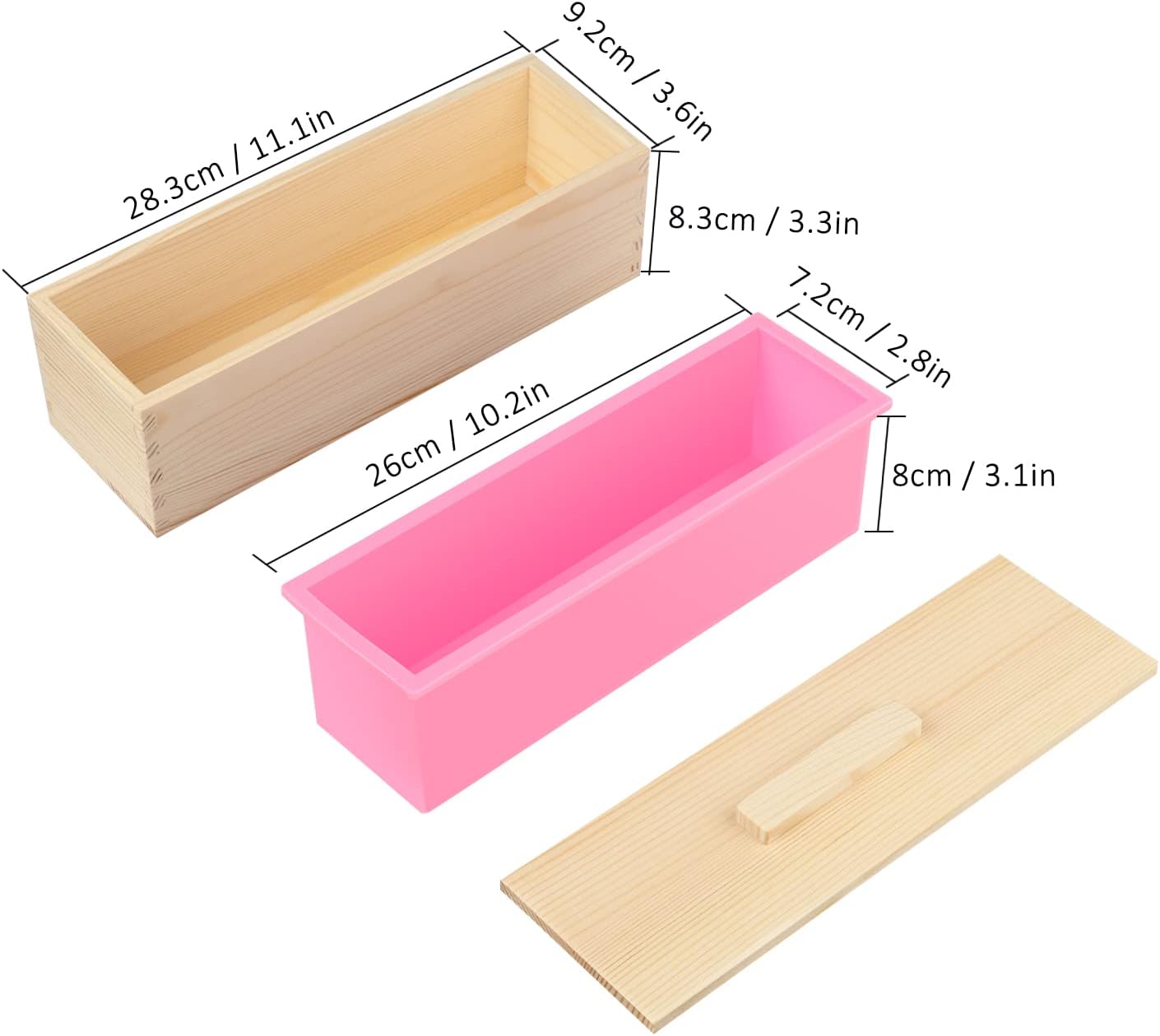 Soap Loaf Box, 42 oz Soap Box for Soap Making with Wooden Boxes, Set of 4, Soap Bar Box Can Be Used for Homemade Soap Produce, Soap Making, Ideal Size and Large Capacity, by GNIEMCKIN