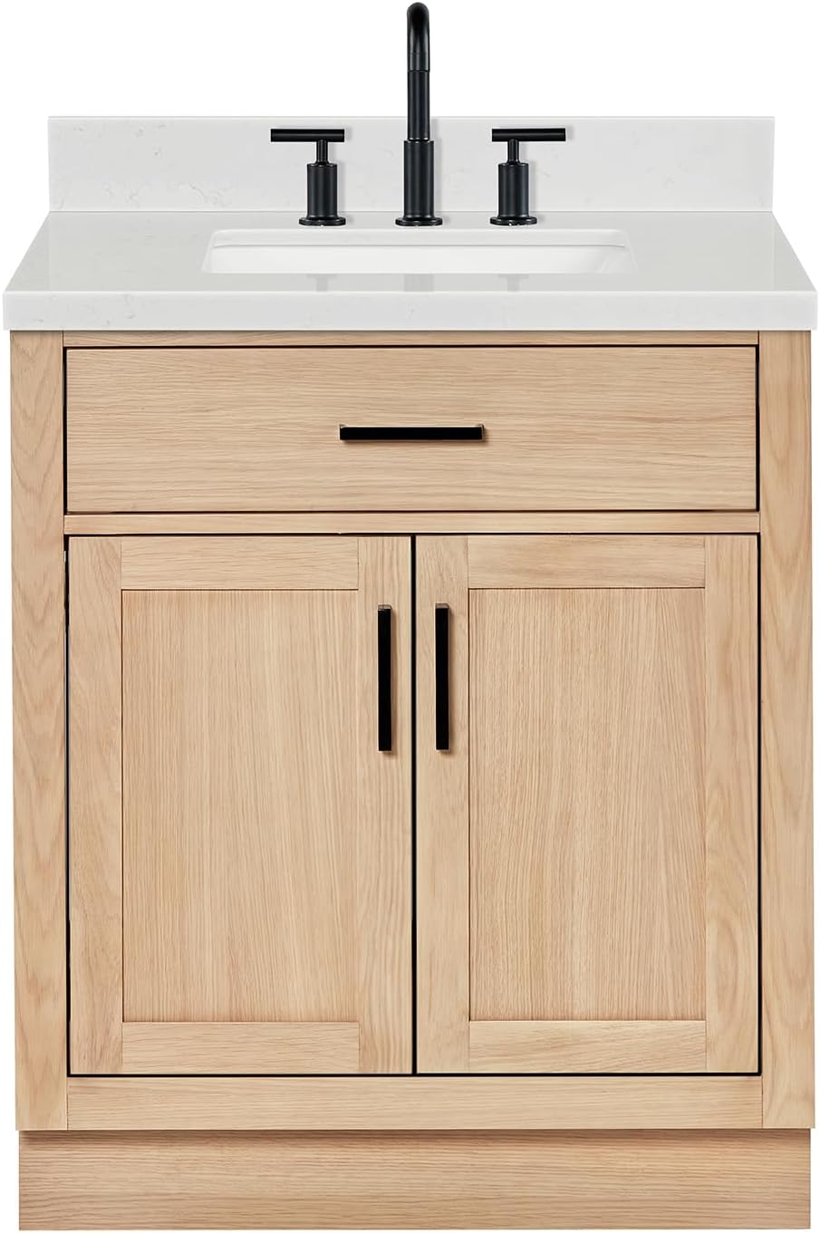 ARIEL 31" Bathroom Vanity with Single Sink, White Bathroom Vanity Cabinet, Quartz Top 1.5" Edge, Solid Wood, Undermount Bathroom Sink, 2 Soft Closing Doors, 1 Tip-Out Drawer, Hepburn Collection