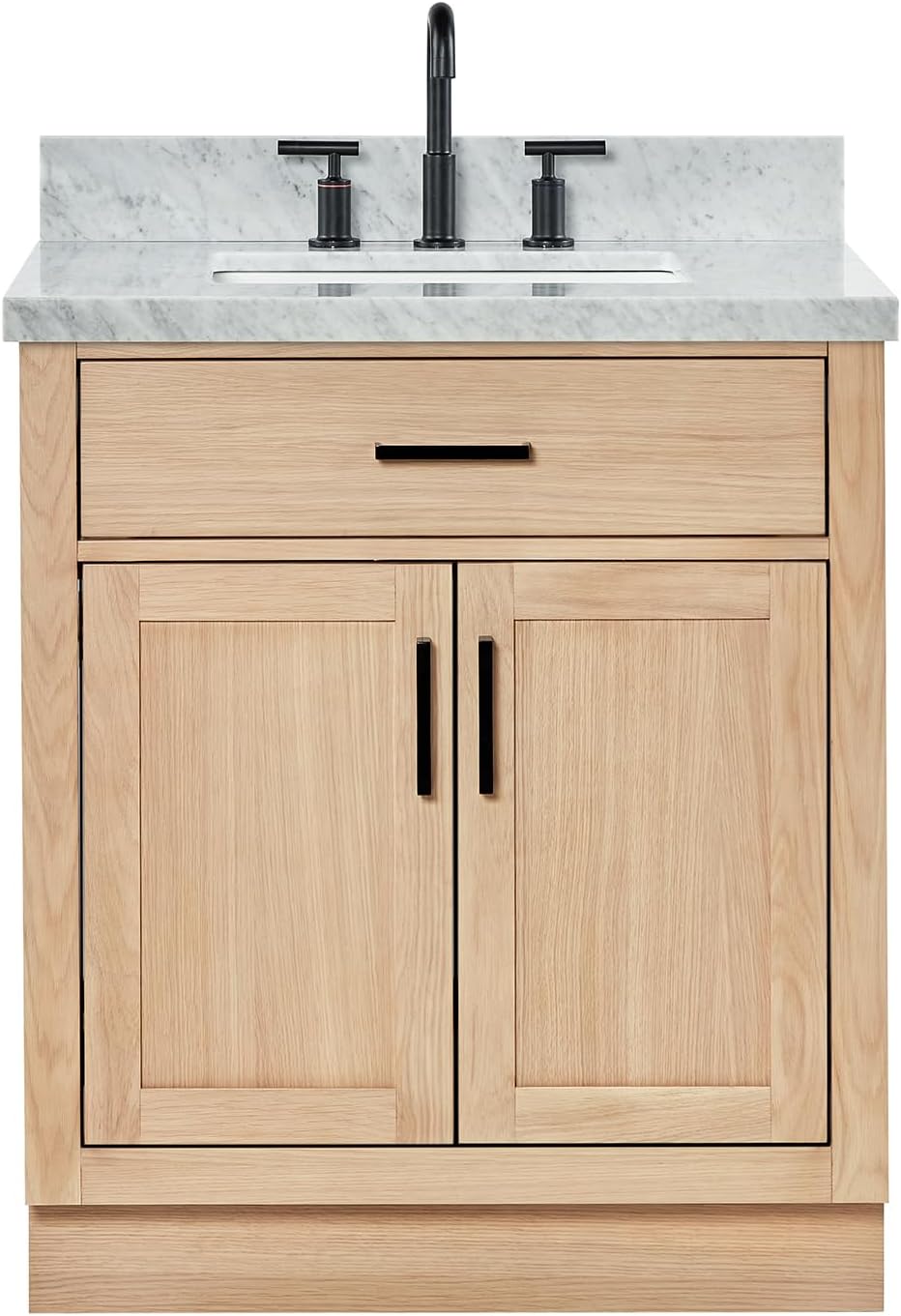 ARIEL 31" Bathroom Vanity with Single Sink, White Bathroom Vanity Cabinet, Quartz Top 1.5" Edge, Solid Wood, Undermount Bathroom Sink, 2 Soft Closing Doors, 1 Tip-Out Drawer, Hepburn Collection