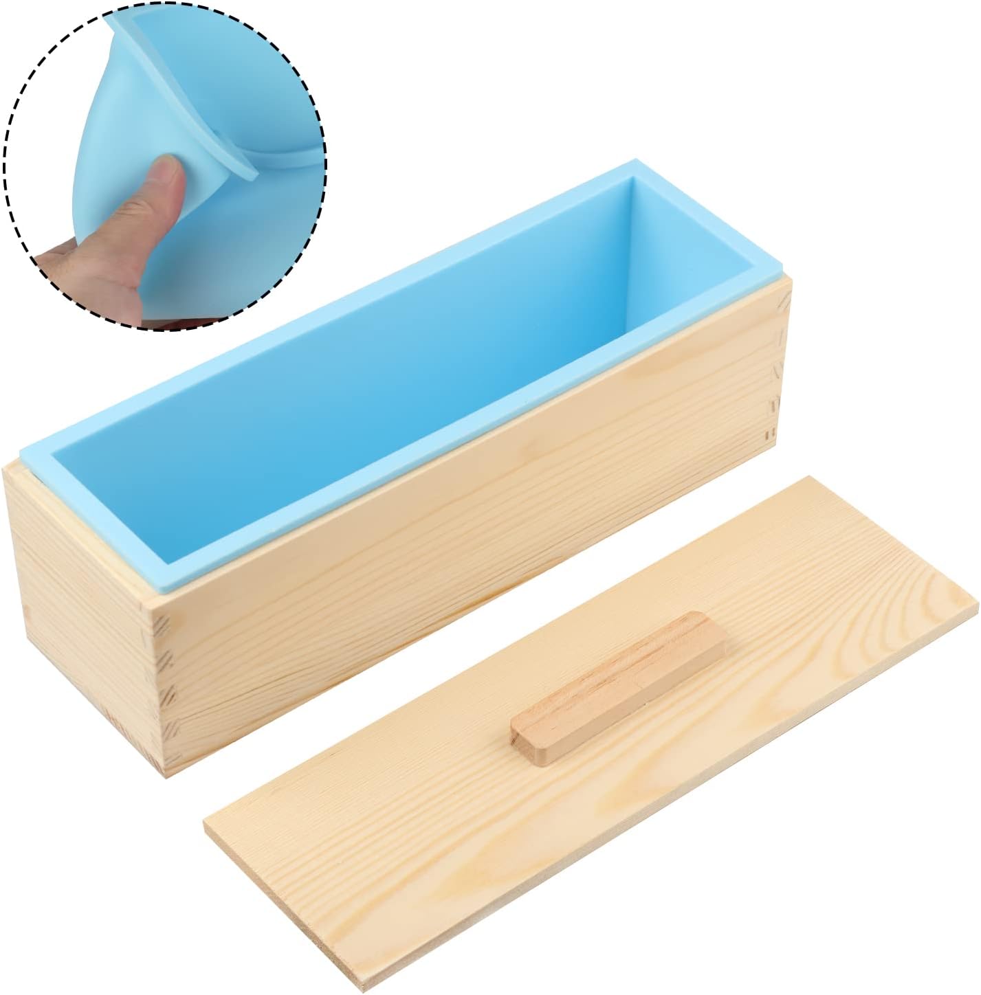 GNIEMCKIN Soap Loaf Box, 42 oz Silicone Soap Wood Box for Soap Making with Wooden Boxes, Set of 6, Soap Bar Box Can Be Used for Homemade Soap Produce, Soap Making, Ideal Size and Large Capacity.