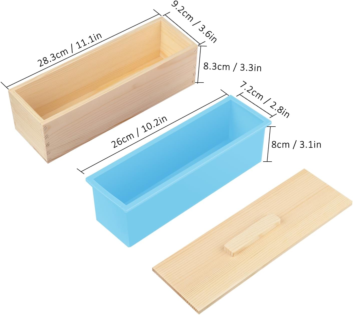 GNIEMCKIN Soap Loaf Box, 42 oz Silicone Soap Wood Box for Soap Making with Wooden Boxes, Set of 6, Soap Bar Box Can Be Used for Homemade Soap Produce, Soap Making, Ideal Size and Large Capacity.
