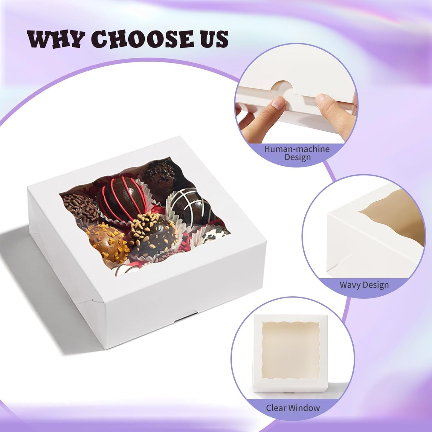 5x5x2 Inch Truffle Boxes Pastry Gift Boxes Bakery Boxes Cookies Boxes Soap Boxes Dount Boxes Chocolate Covered Strawberries Boxes Browine Cake Boxes Treat Boxes for Party Favors