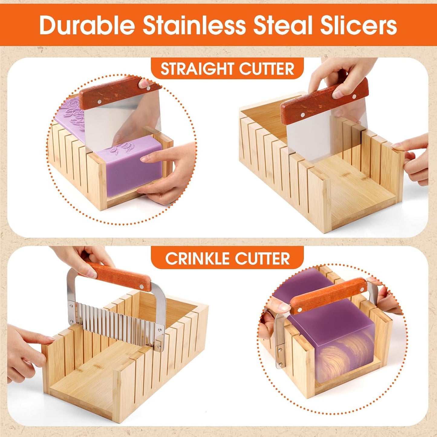 Honeydak 2 Pcs Silicone Soap Molds Making Kit 42 oz Silicone Loaf Soap Mold Set with Stainless Steel Wavy & Straight Slicer 50 Bags 60 Stickers 32. 8 ft Rope for Homemade Craft Making Supplies