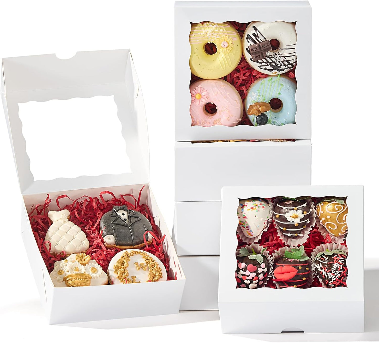 5x5x2 Inch Truffle Boxes Pastry Gift Boxes Bakery Boxes Cookies Boxes Soap Boxes Dount Boxes Chocolate Covered Strawberries Boxes Browine Cake Boxes Treat Boxes for Party Favors