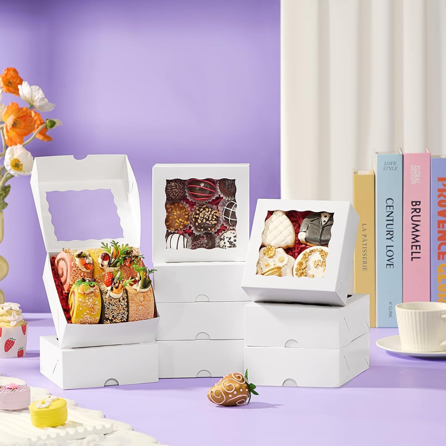 5x5x2 Inch Truffle Boxes Pastry Gift Boxes Bakery Boxes Cookies Boxes Soap Boxes Dount Boxes Chocolate Covered Strawberries Boxes Browine Cake Boxes Treat Boxes for Party Favors
