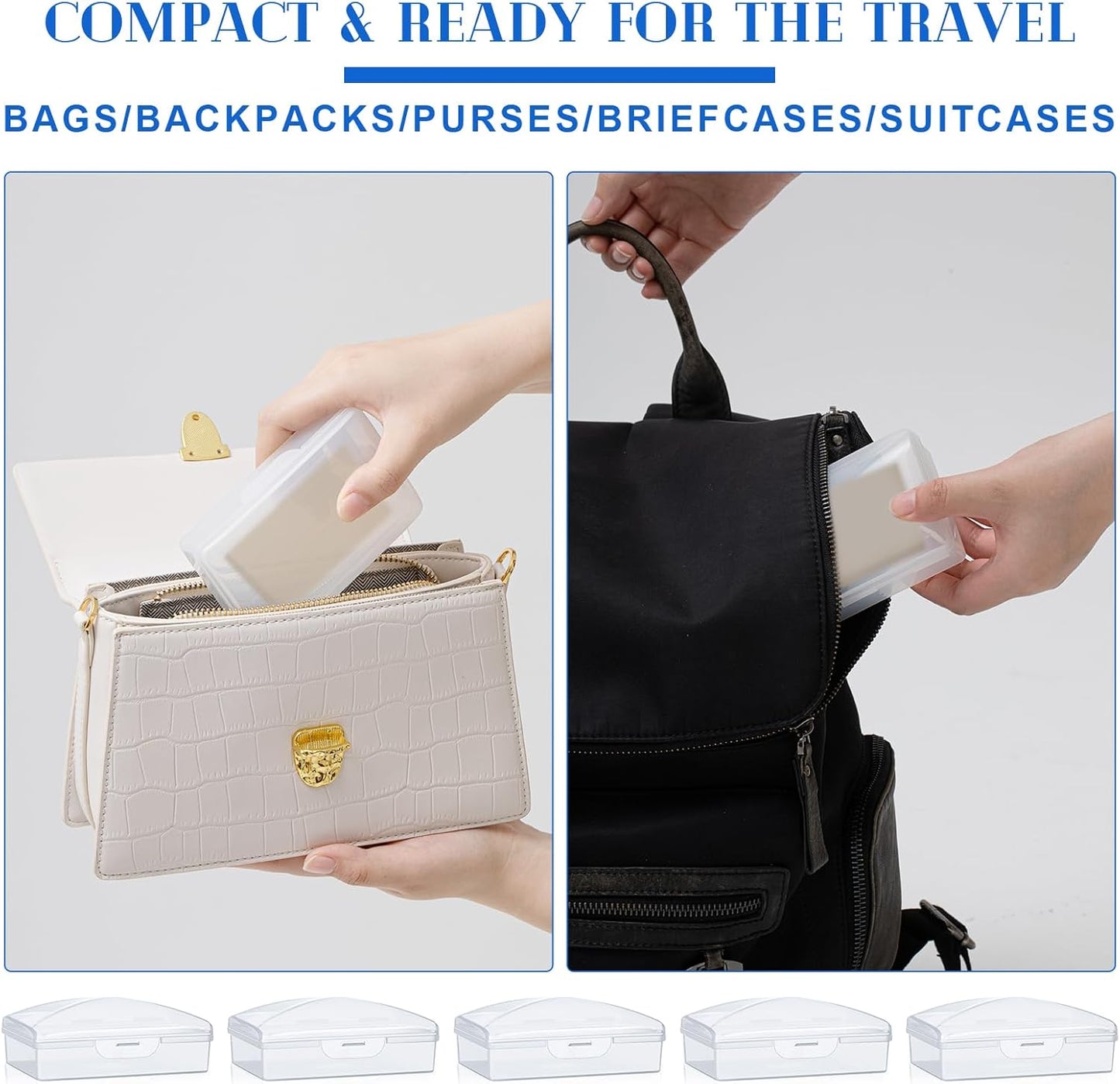 50 Pcs Travel Soap Container Portable Plastic Soap Boxes Bulk with Lid Homeless Donations Bulk Gym Shower Tour Groups Hotel Outdoor Camping (White)