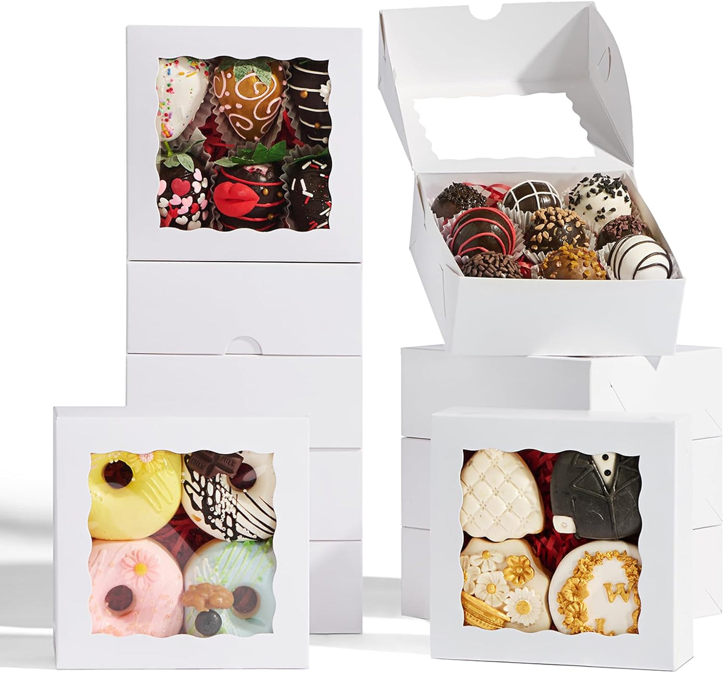 5x5x2 Inch Truffle Boxes Pastry Gift Boxes Bakery Boxes Cookies Boxes Soap Boxes Dount Boxes Chocolate Covered Strawberries Boxes Browine Cake Boxes Treat Boxes for Party Favors