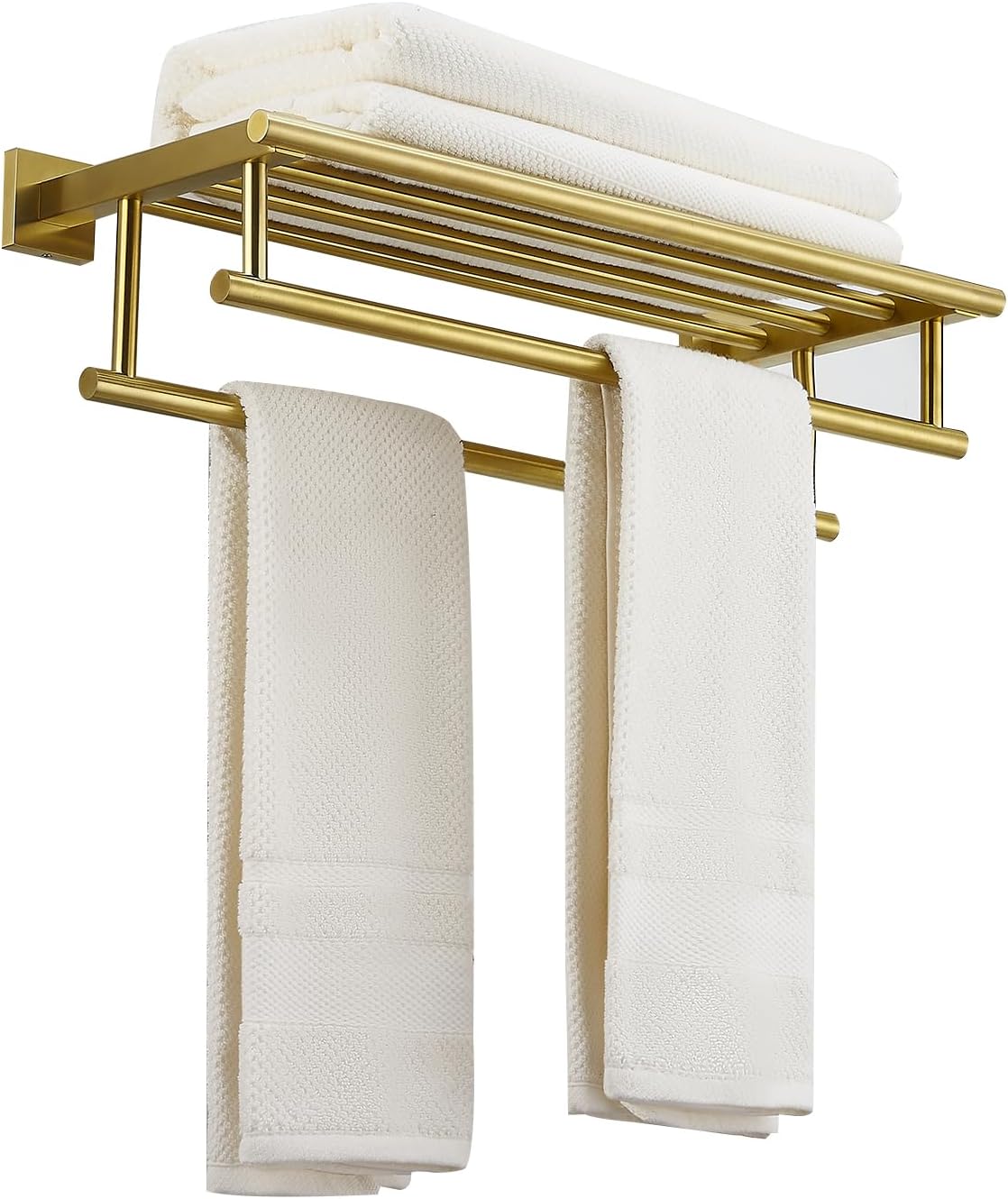 Bathroom Towel Rack 24 Inch Tower Holder with Double Towel Bar Brushed Nickel Towel Rack Wall Mounted SUS304 Stainless Steel Hotel Towel Shelf Modern Towel Hanger