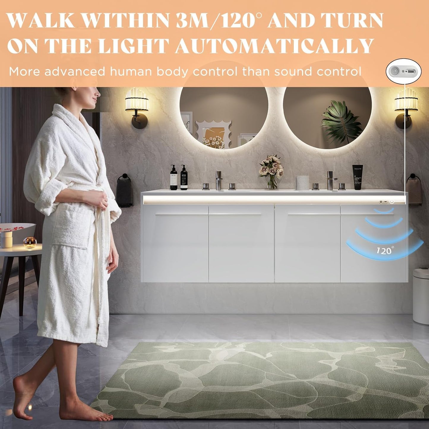 AMERLIFE 60" LED Floating Bathroom Double Vanity with Sink Combo, Modern High Gloss Wall Mounted Bathroom Storage Cabinet with 3 Hole Sink & & Metal Handles & Soft Closing Doors, White