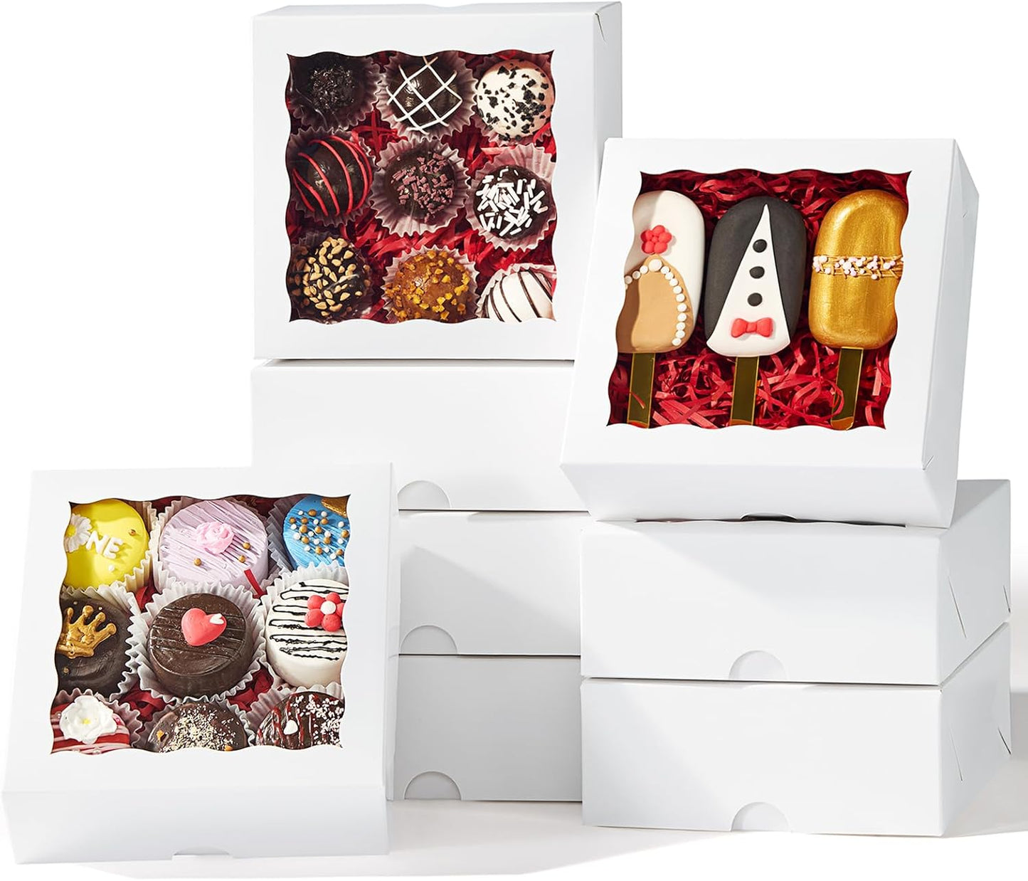 5x5x2 Inch Truffle Boxes Pastry Gift Boxes Bakery Boxes Cookies Boxes Soap Boxes Dount Boxes Chocolate Covered Strawberries Boxes Browine Cake Boxes Treat Boxes for Party Favors