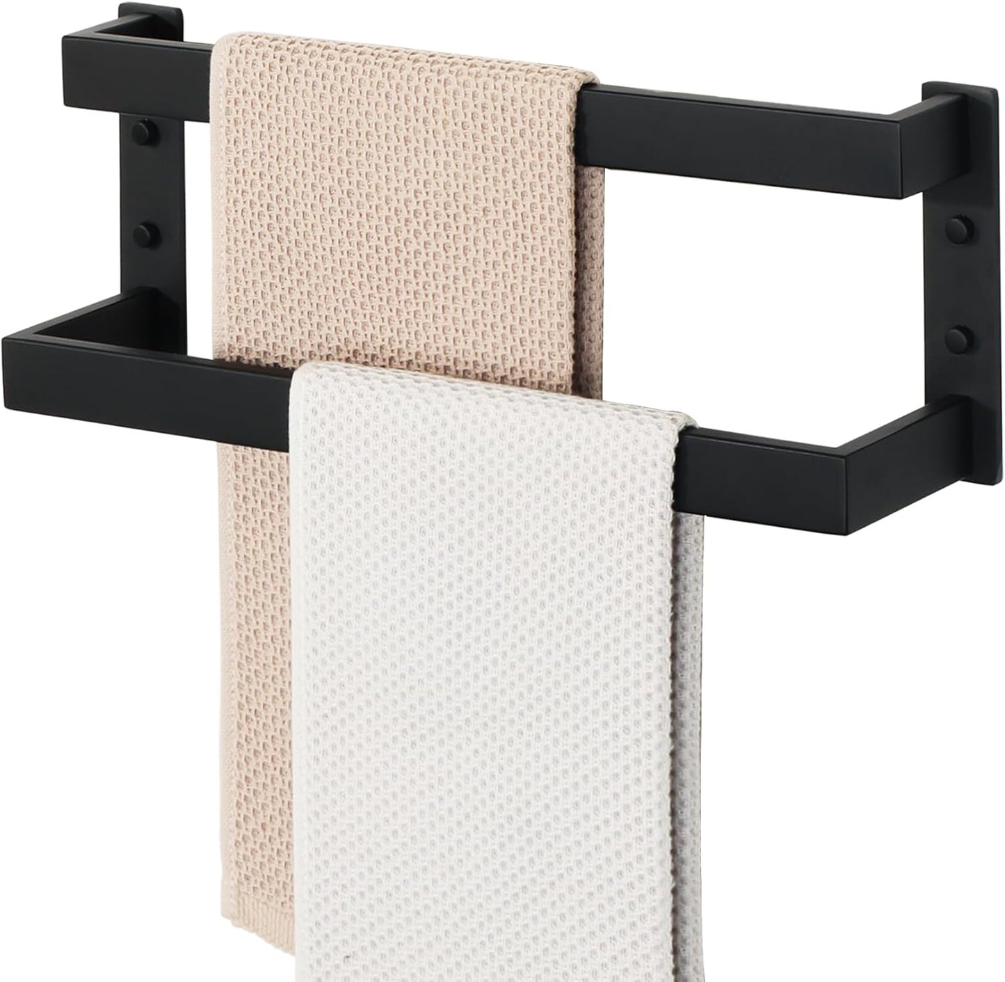 Alise Double Towel Bar 24", SUS304 Stainless Steel Towel Racks for Bathroom Wall Mounted, Heavy Duty Bathroom Towel Holder, Space Saving Towel Hanger, Matte Black