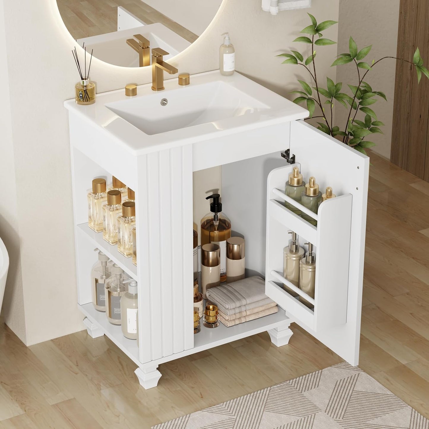 36" Bathroom Vanity with Sink,Freestanding Single Storage Cabinet with Soft-Closing Door and 4 Drawers,Bathroom Vanities w/Solid Wood Frame and Leg,Easy Assembly,Blue