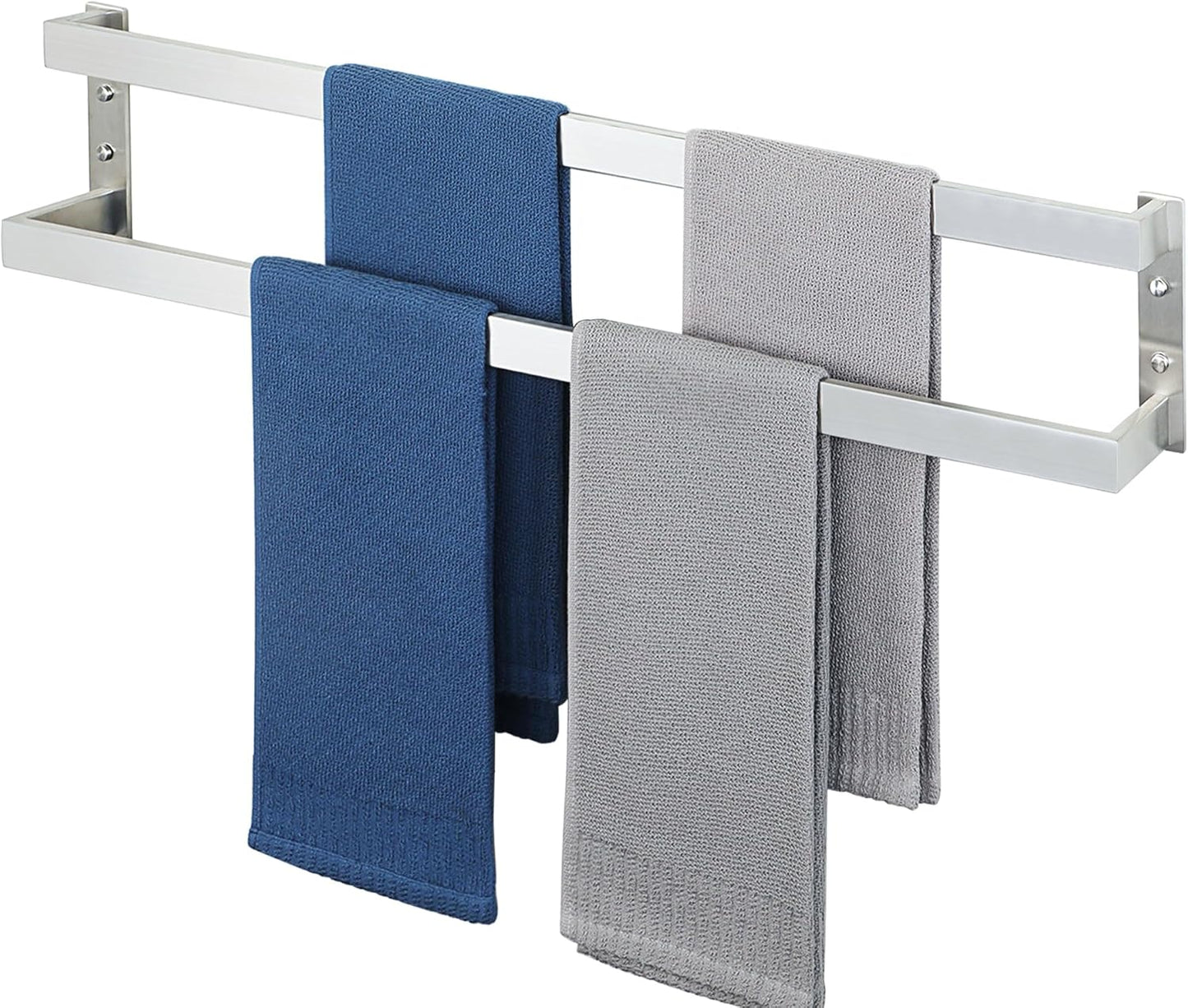 Alise Double Towel Bar 24", SUS304 Stainless Steel Towel Racks for Bathroom Wall Mounted, Heavy Duty Bathroom Towel Holder, Space Saving Towel Hanger, Matte Black