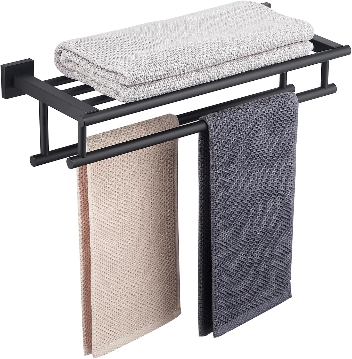 Bathroom Towel Rack 24 Inch Tower Holder with Double Towel Bar Brushed Nickel Towel Rack Wall Mounted SUS304 Stainless Steel Hotel Towel Shelf Modern Towel Hanger