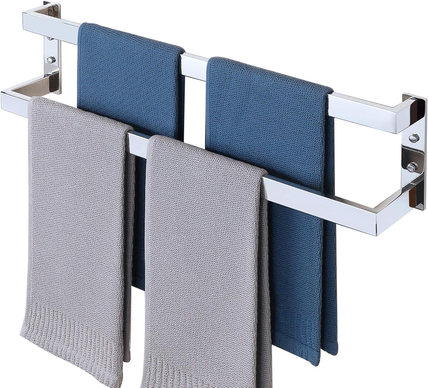 Alise Double Towel Bar 24", SUS304 Stainless Steel Towel Racks for Bathroom Wall Mounted, Heavy Duty Bathroom Towel Holder, Space Saving Towel Hanger, Matte Black