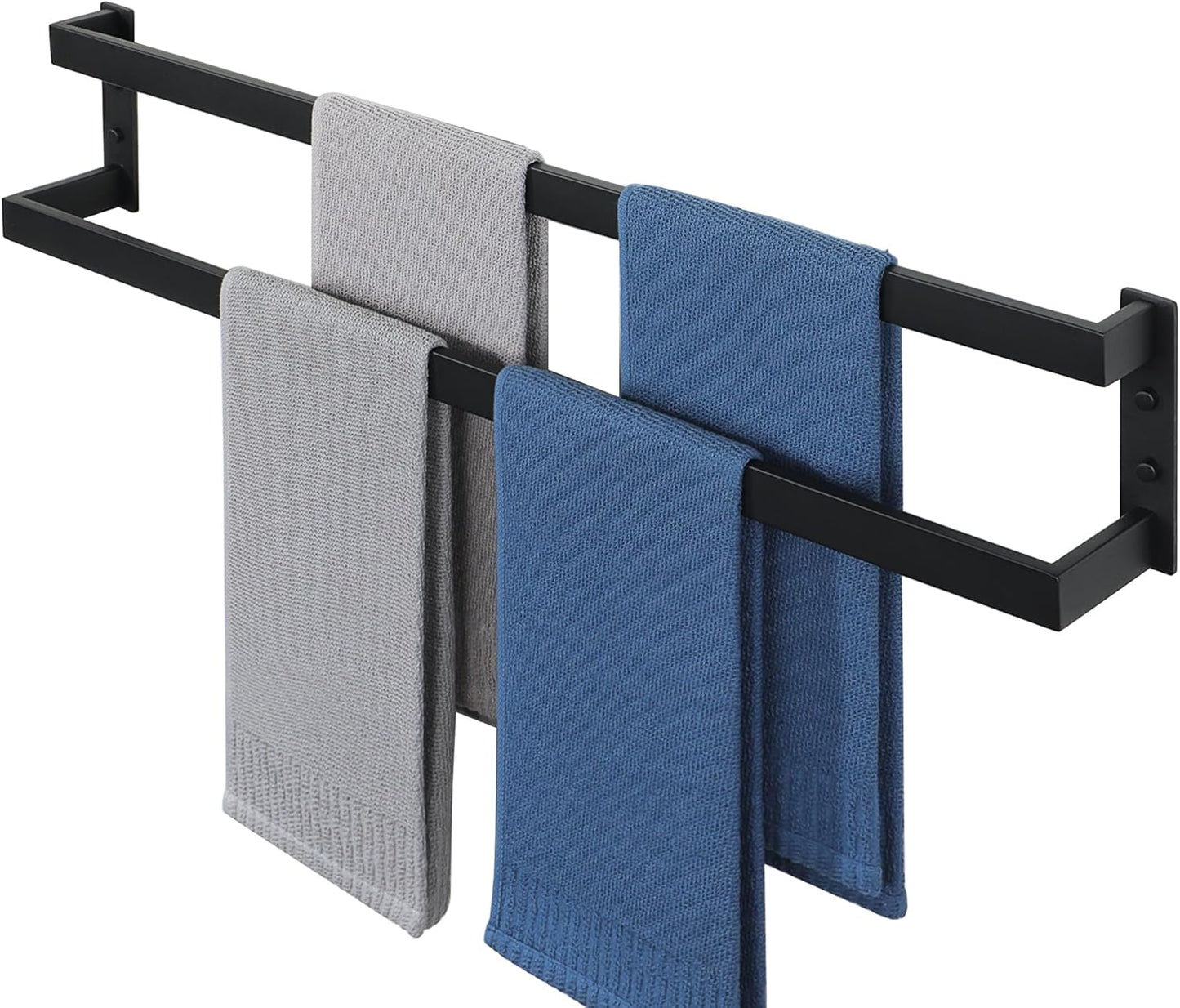 Alise Double Towel Bar 24", SUS304 Stainless Steel Towel Racks for Bathroom Wall Mounted, Heavy Duty Bathroom Towel Holder, Space Saving Towel Hanger, Matte Black