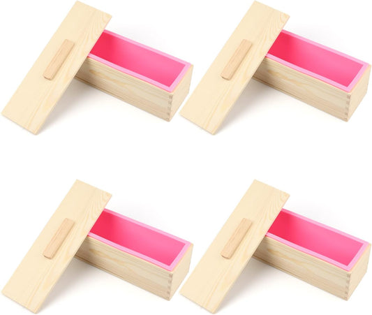 Soap Loaf Box, 42 oz Soap Box for Soap Making with Wooden Boxes, Set of 4, Soap Bar Box Can Be Used for Homemade Soap Produce, Soap Making, Ideal Size and Large Capacity, by GNIEMCKIN