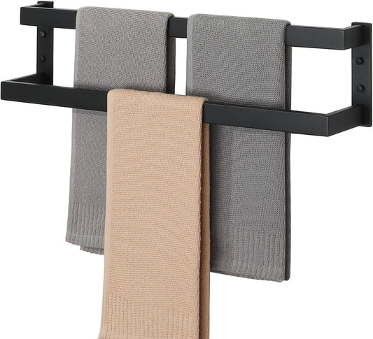 Alise Double Towel Bar 24", SUS304 Stainless Steel Towel Racks for Bathroom Wall Mounted, Heavy Duty Bathroom Towel Holder, Space Saving Towel Hanger, Matte Black