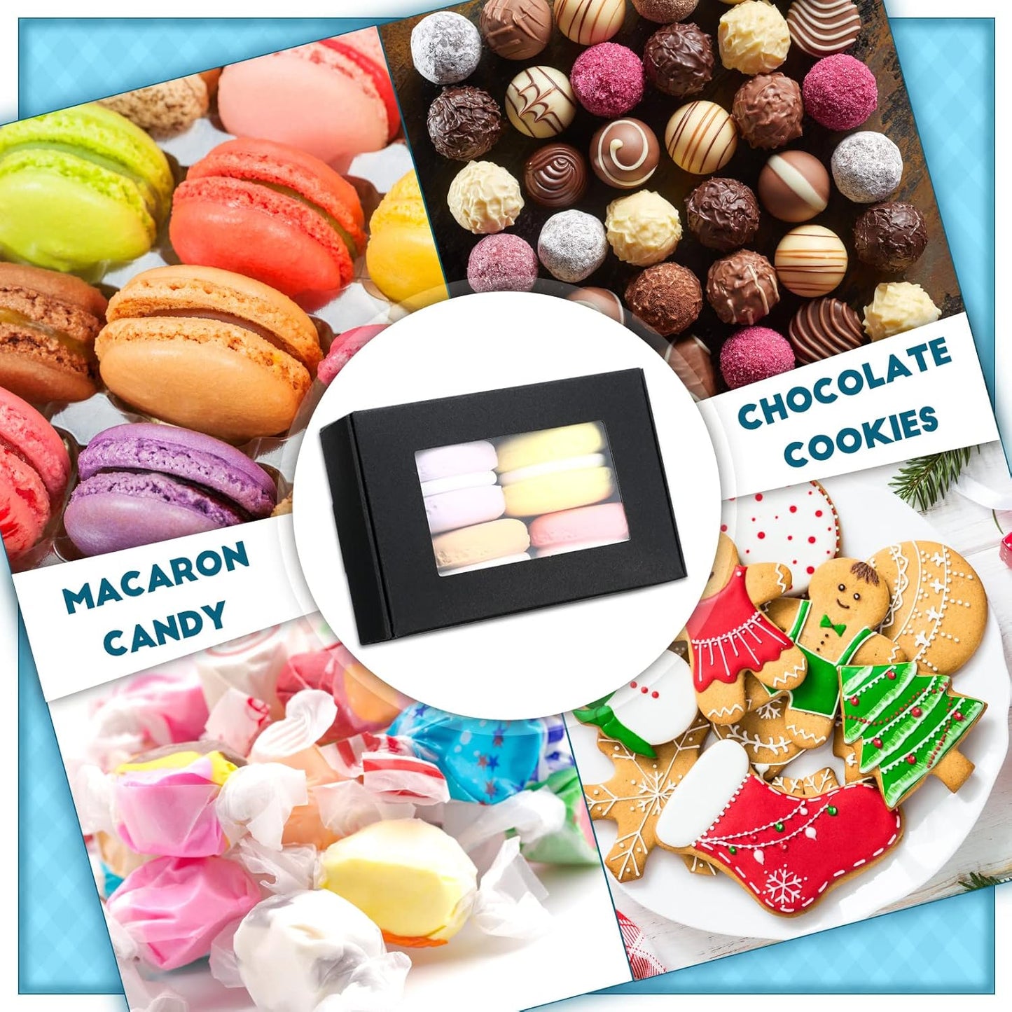 Zonon 300 Pieces Soap Boxes for Homemade Packaging Small Kraft Treat Boxes with Window Present Holder for Candy Bakery Soap Making, 3.54 x 2.44 x 1.26 Inch(Black)
